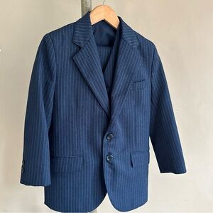 Kids Navy Pinstripe Blue three piece suit.